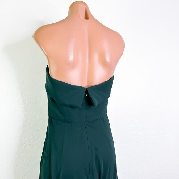 After Six 1566 Strapless High Slit Chiffon Bridesmaid Dress Evergreen Size 4 NWT - Picture 9 of 13